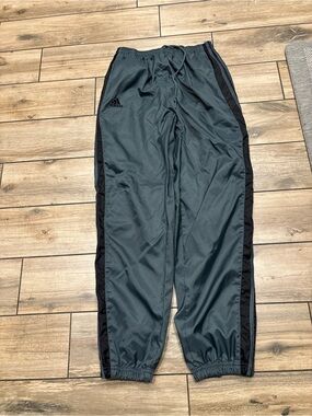 Vintage Y2K Adidas Team Grey Black Stripe Lined Track Pants Mens Small